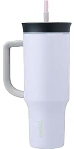 Owala Stainless Steel Triple Layer Insulated Travel Tumbler with Spill Resistant Lid, Straw, and Carry Handle, BPA Free, 40 oz, Gray (Foggy Tide)