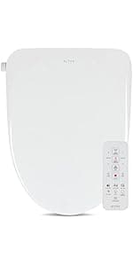ALPHA BIDET UX Pearl Bidet Toilet Seat in Elongated White | Ultra Low Profile | Endless Warm Water | Arced Stainless Steel Nozzle | LED Nightlight | Dryer | Deodorizer | 3 Year Warranty