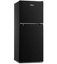 Midea WHD-113FB1 Double Door Mini Fridge with Freezer for Bedroom Office or Dorm with Adjustable Remove Glass Shelves Compact Refrigerator, 3.1 cu ft, Black