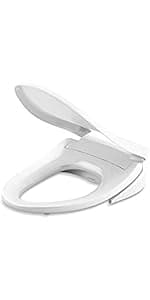 Kohler PureWash E580 Elongated Bidet Toilet Seat, White, Quiet-Close Lid Prevents Slamming, Self-Cleaning Wand, Adjustable Water Pressure with Multiple Cleansing Options