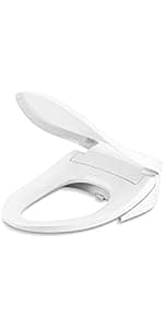 Kohler PureWash E580 Elongated Bidet Toilet Seat, White, Quiet-Close Lid Prevents Slamming, Self-Cleaning Wand, Adjustable Water Pressure with Multiple Cleansing Options