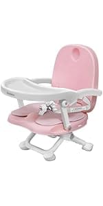 Baby Booster Seats, Toddler Booster Seat for Dining Table with Adjustable Straps, Portable Compact Portable Baby Chair for Dining and Travel (Grey)