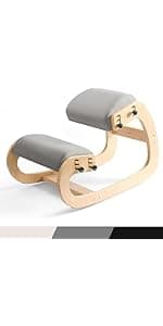Ergonomic Kneeling Chair with Back Support,Kneeling Chair Improve Posture and Relife Back Pain,Soft Memory Arc-Pad and Wood Adjustable Height Rocking Knee Chairs,Ideal for Office Home Desk,Natual
