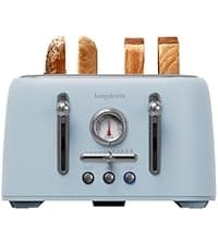 4-Slice Toaster with 1.6" Extra-Wide Slots, 6-Level Browning Control & Bagel/Defrost, Removable Crumb Tray, Auto Shutoff Stainless Steel Toaster Oven, Blue