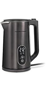 Hamilton Beach Electric Tea Kettle, Water Boiler & Heater, 1.7 Liter, Cordless Serving, 1500 Watts for Fast Boiling, Auto-Shutoff and Boil-Dry Protection, Stainless Steel with LED Light Ring (41037)