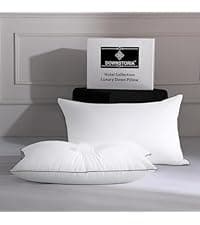 Feather Down Pillows King Size Set of 2 with Gusset, Luxury Hotel Collection Bed Pillow 2 Pack, Down Surrounded Pillows for Sleeping, Soft Fluffy for Side, Back Sleepers 20x36 in.