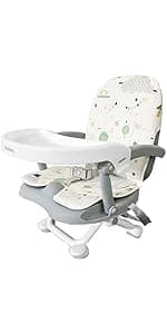 Baby Booster Seats, Toddler Booster Seat for Dining Table with Adjustable Straps, Portable Compact Portable Baby Chair for Dining and Travel (Grey)