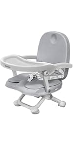 Baby Booster Seats, Toddler Booster Seat for Dining Table with Adjustable Straps, Portable Compact Portable Baby Chair for Dining and Travel (Grey)