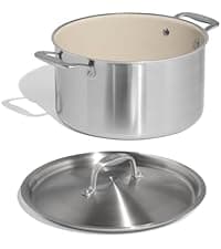 Made In Cookware - 7-Piece Ceramic Non Stick Pot and Pan Set (Stainless Handle) - 5-Ply Stainless Clad - Professional Cookware - Crafted in Italy - Induction Compatible