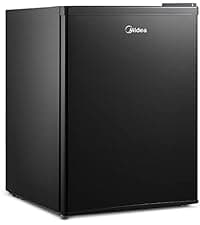 Midea WHD-113FB1 Double Door Mini Fridge with Freezer for Bedroom Office or Dorm with Adjustable Remove Glass Shelves Compact Refrigerator, 3.1 cu ft, Black