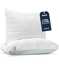 Nuzzle Cooling Adjustable Pillow for Side Sleepers, Luxury Standard Size Bed Pillow Hotel Collection - Best Adjust Height Soft Firm Pillow for Back, Stomach or Side Sleepers - Home Gifts