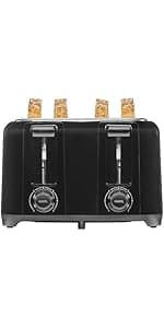 Proctor Silex 4 Slice Toaster with Extra Wide Slots for Bagels, Cool-Touch Walls, Shade Selector, Toast Boost, Auto Shut-off and Cancel Button, Black (24215PS)