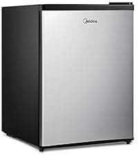 Midea WHD-113FB1 Double Door Mini Fridge with Freezer for Bedroom Office or Dorm with Adjustable Remove Glass Shelves Compact Refrigerator, 3.1 cu ft, Black