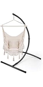 GOUTIME Hammock Chair Stand Only, Hanging Swing Egg Chair Stands Frame Holder, Heavy Duty Steel C Stand for Indoor Outdoor, Max Load 350 LBS