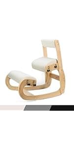 Ergonomic Kneeling Chair with Back Support,Kneeling Chair Improve Posture and Relife Back Pain,Soft Memory Arc-Pad and Wood Adjustable Height Rocking Knee Chairs,Ideal for Office Home Desk,Natual
