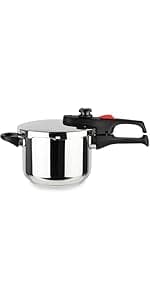 Magefesa Practika Plus, 8-Quart Pressure Cooker, 18/10 stainless steel, Induction Compatible, 5-Layer Heat Diffuser Bottom, 5 Safety Systems, Even Heat Distribution
