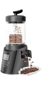 Smart Home Coffee Bean Roaster, Digital Display, Auto and Manual Modes, 300g Capacity Ultra-low Smoke Chaff Collection, Transparent Viewing, Auto-Cooling, 120V,Ver1.1