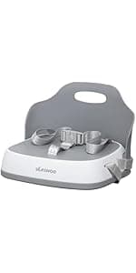 Baby Booster Seats, Toddler Booster Seat for Dining Table with Adjustable Straps, Portable Compact Portable Baby Chair for Dining and Travel (Grey)