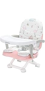 Baby Booster Seats, Toddler Booster Seat for Dining Table with Adjustable Straps, Portable Compact Portable Baby Chair for Dining and Travel (Grey)