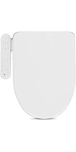ALPHA BIDET UX Pearl Bidet Toilet Seat in Elongated White | Ultra Low Profile | Endless Warm Water | Arced Stainless Steel Nozzle | LED Nightlight | Dryer | Deodorizer | 3 Year Warranty