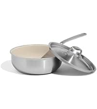 Made In Cookware - 7-Piece Ceramic Non Stick Pot and Pan Set (Stainless Handle) - 5-Ply Stainless Clad - Professional Cookware - Crafted in Italy - Induction Compatible