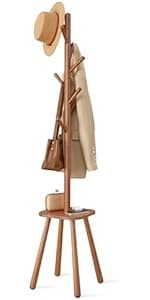 VASAGLE Coat Rack, Coat Stand with 3 Shelves, Hall Tree Free Standing with Hooks for Scarves, Bags, Umbrellas, Steel Frame, Industrial Style, for Entryway, Living Room, Rustic Brown and Black ULCR80X