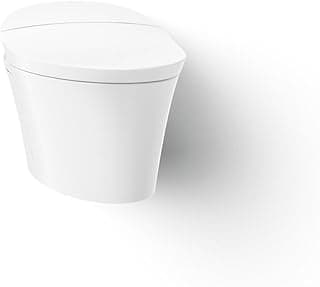 KOHLER 5402-0 Veil Smart Toilet with Auto Open & Close, One-Piece Wall-Hung Elongated Intelligent Bidet Toilet with Heated Seat and Dual-Flush, White
