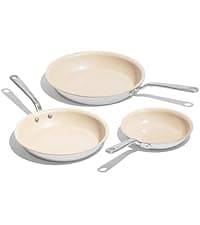 Made In Cookware - 7-Piece Ceramic Non Stick Pot and Pan Set (Stainless Handle) - 5-Ply Stainless Clad - Professional Cookware - Crafted in Italy - Induction Compatible