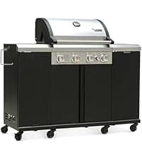 Brand-Man RODEO Steel Kamado Charcoal Grill & Smoker - 22" Cast Iron Grates, Grilling Basket, Large Prep Table Cart, Ideal for Outdoor Cooking