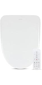 ALPHA BIDET UX Pearl Bidet Toilet Seat in Elongated White | Ultra Low Profile | Endless Warm Water | Arced Stainless Steel Nozzle | LED Nightlight | Dryer | Deodorizer | 3 Year Warranty