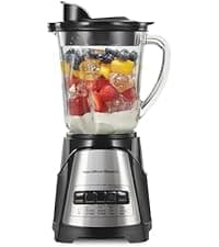 Hamilton Beach Power Elite Wave Action Blender For Smoothies, 40 Oz Glass Jar, 12 Functions Including Puree, Crush Ice, Black, 700 Watts, Black (58148A)