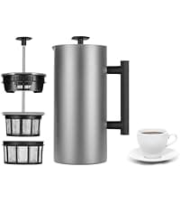 ESPRO P7 French Press Coffee Maker - Double-Walled Stainless Steel Insulated with Micro-Filter, 32 Ounces, Polished Stainless Steel