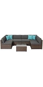 COSIEST 3 Piece Bistro Set Patio Rocking Chairs Outdoor Furniture w Warm Gray Cushions, Glass-Top Table for Garden, Pool, Backyard