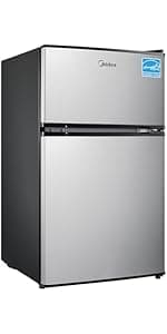 Midea WHS-87LSS1 Refrigerator, 2.4 Cubic Feet, Stainless Steel