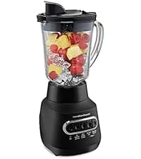 Hamilton Beach Power Elite Wave Action Blender For Smoothies, 40 Oz Glass Jar, 12 Functions Including Puree, Crush Ice, Black, 700 Watts, Black (58148A)