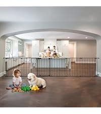 150" Extra Wide Baby Gate, Play Yard Child Safety Gate, Dog Gates with Auto-Close Door, Double Locking System for The House Doorways, Fireplace, Kitchen, 6-Panels, 30" Tall