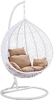 Island Gale Hanging Swing Wicker Basket Chair Outdoor Front Porch Furniture with Stand and Cushion