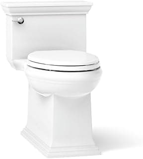 KOHLER K-6428-0 Memoirs Stately Comfort Height Skirted One-Piece Compact Elongated 1.28 GPF Toilet with AquaPiston Flush Technology and Left-Hand Trip Lever, White
