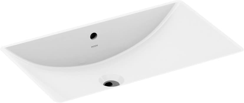 Moen White Vitreous China Undermount Sink, 23.625 X 14.75 X 7 Inch Rectangle Bathroom Sink with a High Gloss Porcelain Finish for Vanity Countertop Placement, BGCW10RU1223