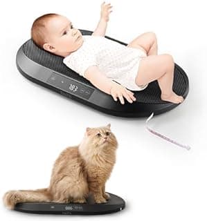 YAUYIK Digital Baby Scale with Smart Hold Function, Multifunctional Infant Scale, Large Pet Scale for Newborn Puppy, Cat and Small Animals - Up to 88lbs, Nest-Shaped Design, 150cm Soft Tape