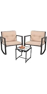 FDW | 4-Piece Patio Furniture Set | Black | Outdoor Wicker Furniture with Coffee Table | Modern Rattan Chairs Conversation Set | Outdoor Seating | Weather-Resistant | for Porch, Garden, Lawn