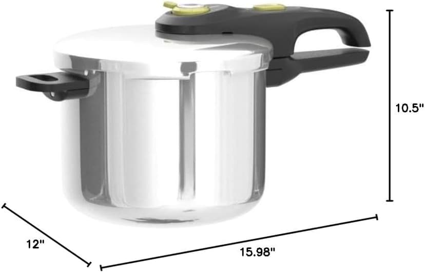 T-fal Ultimate Stainless Steel Pressure Cooker 6.3 Quart, Induction Compatible, Secure Locking Lid, Safe & Easy to Use, Cookware, Pots and Pans, Kitchen, Dishwasher Safe, Silver