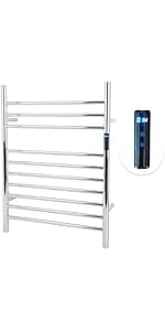 12 Bars Towel Warmer Rack, 23" Electric Wall Mounted Heated Towel Rack with Timer and Temperature Control, Towel Heater Hard Wired/Plug-in Hot Towel Rails for Bathroom, Brushed Gold