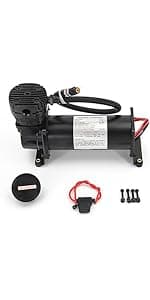 Universal 150 PSI Horns Heavy Duty Onboard Air Compressor, Replacement for Truck/Car Train Horn/Suspension/Ride/Bag kit/System and All 12v Vehicles like Semi/Pickup Trucks, Silver 1/4