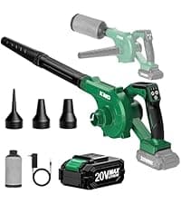 K I M O. Cordless Leaf Blower Vacuum Combo 4 in 1, 3 Nozzles &3 Modes for Inflation & Deflation, Extended Tube & Variable Speed, 20000RPM 150MPH, 2x2000mAh Battery Powered Leaf Blowers for Lawn Care