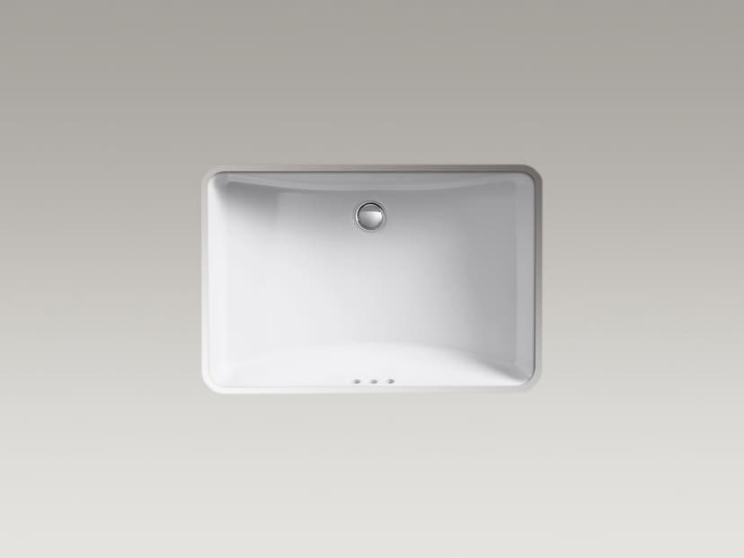 KOHLER 2215-0 Ladena Rectangular Undermount Bathroom Sink With Curved Bottom, 23-1/4" W X 16-1/4" L, White