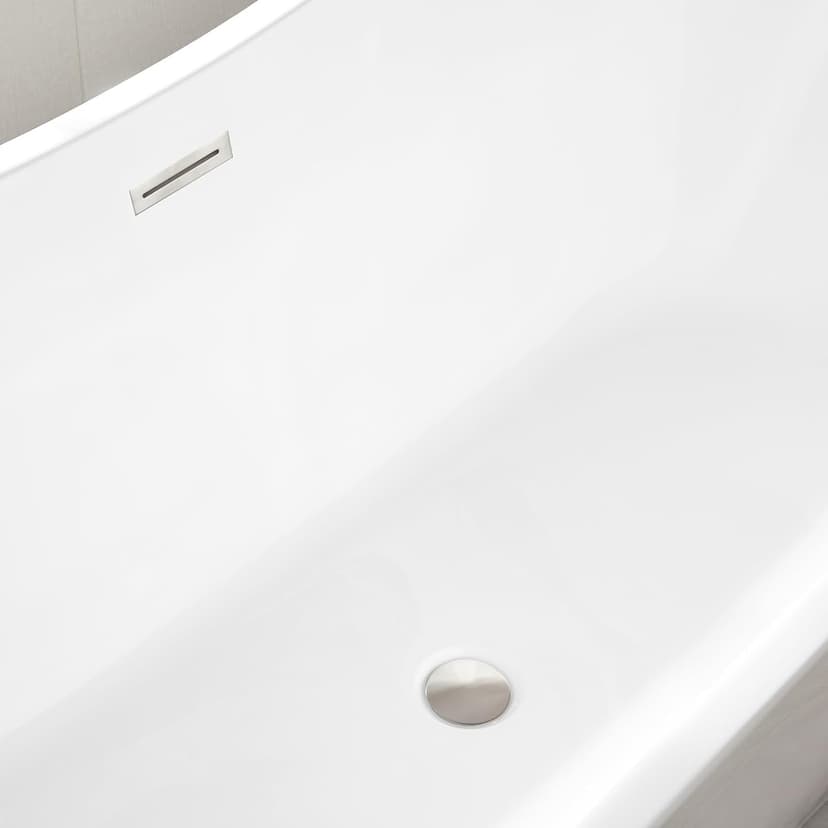 Vanity Art 71" Freestanding Bathtub | Free Standing Tub Stand Alone Tub with Contemporary Design for Soaking and Bathing, Overflow and Pop-up Drain with UPC Certified, Acrylic, VA6517-BN