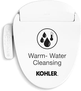 Kohler PureWash E580 Elongated Bidet Toilet Seat, White, Quiet-Close Lid Prevents Slamming, Self-Cleaning Wand, Adjustable Water Pressure with Multiple Cleansing Options