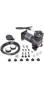 Universal 150 PSI Horns Heavy Duty Onboard Air Compressor, Replacement for Truck/Car Train Horn/Suspension/Ride/Bag kit/System and All 12v Vehicles like Semi/Pickup Trucks, Silver 1/4