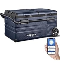 BODEGACOOLER 12 Volt Car Refrigerator, 79QT(75L) IPX4 Waterproof Electric Cooler, RV Car Fridge Dual Zone APP Control with 12/24V DC 110-240V AC, -4℉~68℉, Portable Freezer for Truck RV Camping, Travel